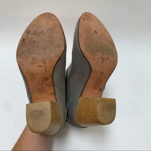 Fortress of Inca Leather Booties Size 6 Ankle Boots Heel Buckles Gray Green - Picture 14 of 15